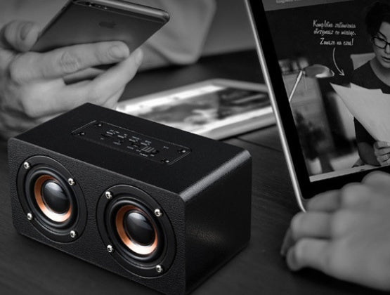 Wooden Bluetooth Speaker – Retro Design + 6W Stereo & Clock Function