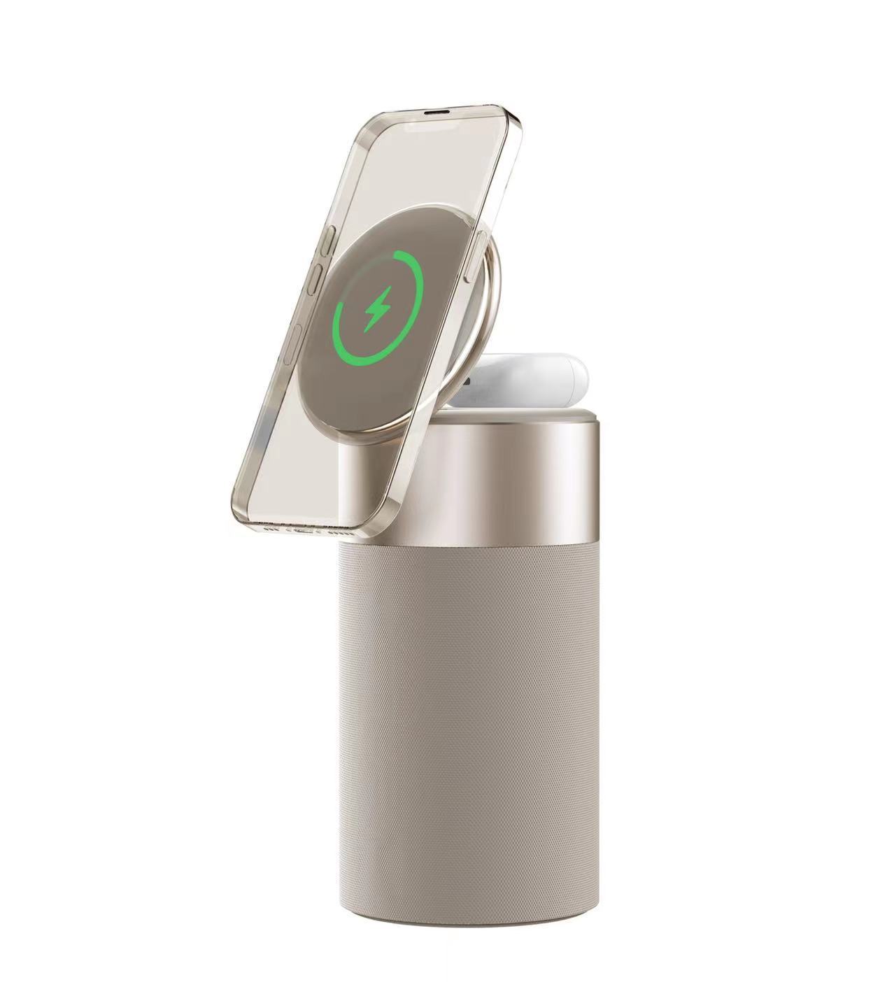 3-in-1 Wireless Charger, Bluetooth Speaker & Touch Lamp – Home & Office Essential
