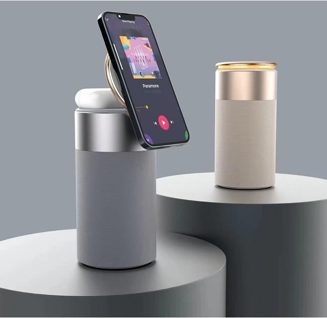 3-in-1 Wireless Charger, Bluetooth Speaker & Touch Lamp – Home & Office Essential